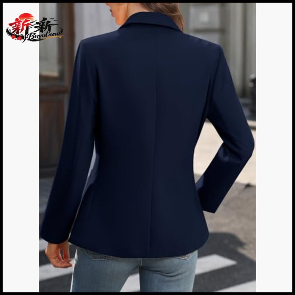 Polyester Blazer With Pockets, Double-Breasted Sl… - image 3